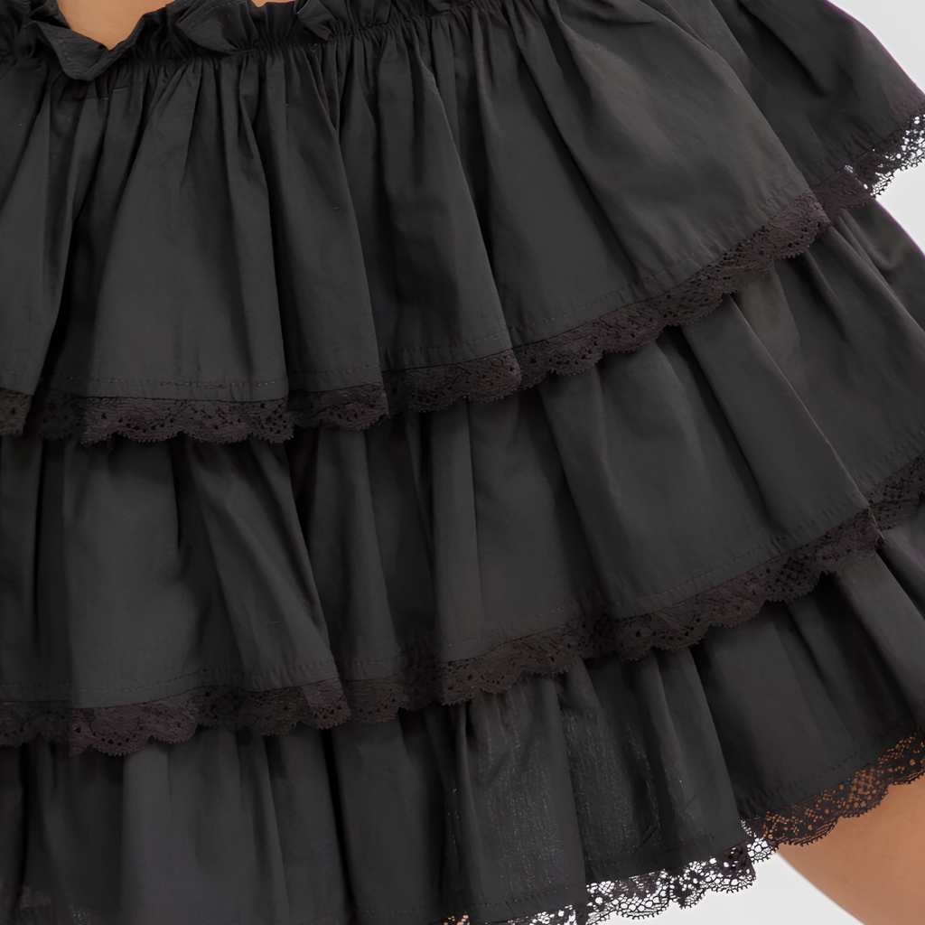 Women's Elastic Waist Tiered Ruffle Mini Skort