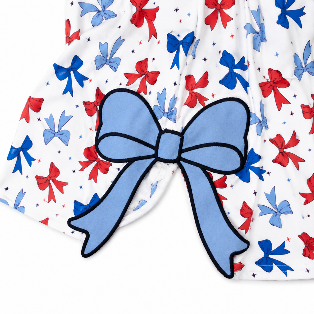 Americana Bow Printed Dress with Side Bow Cut Outs