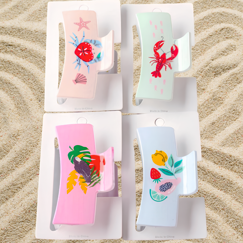 Fashion Assorted Colors Multi Print Hair Claw Clips