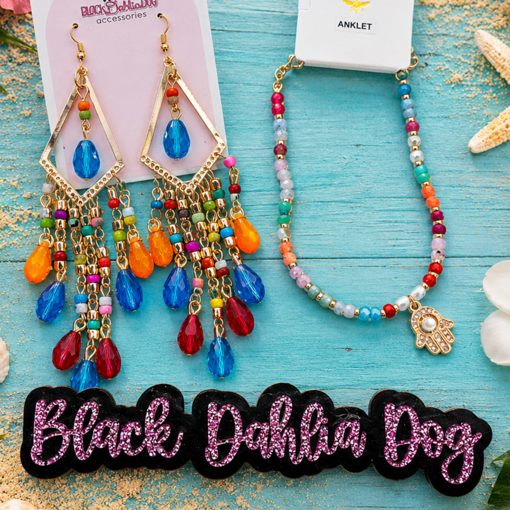 Summer Chic Multi Media Earrings & Anklet