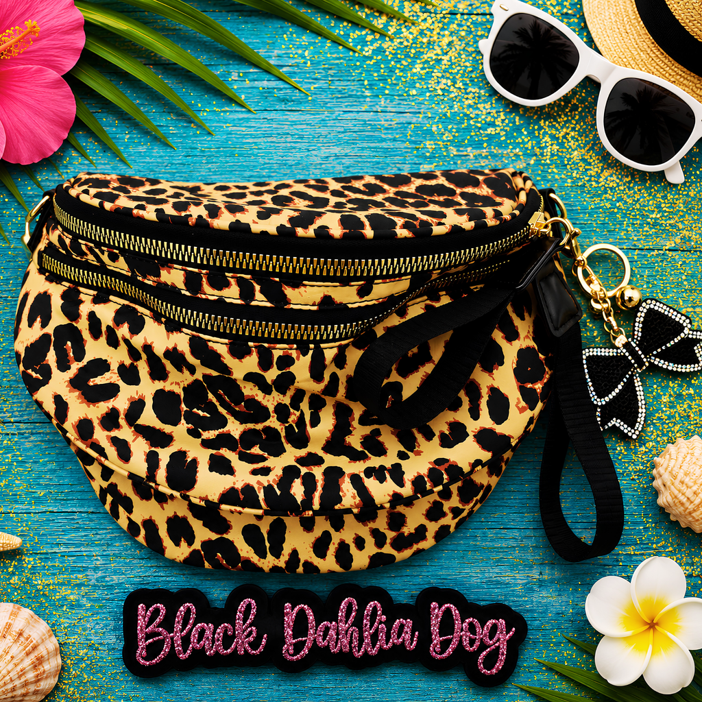 Dual Zip Pocket Leopard Brown Crossbody Bag