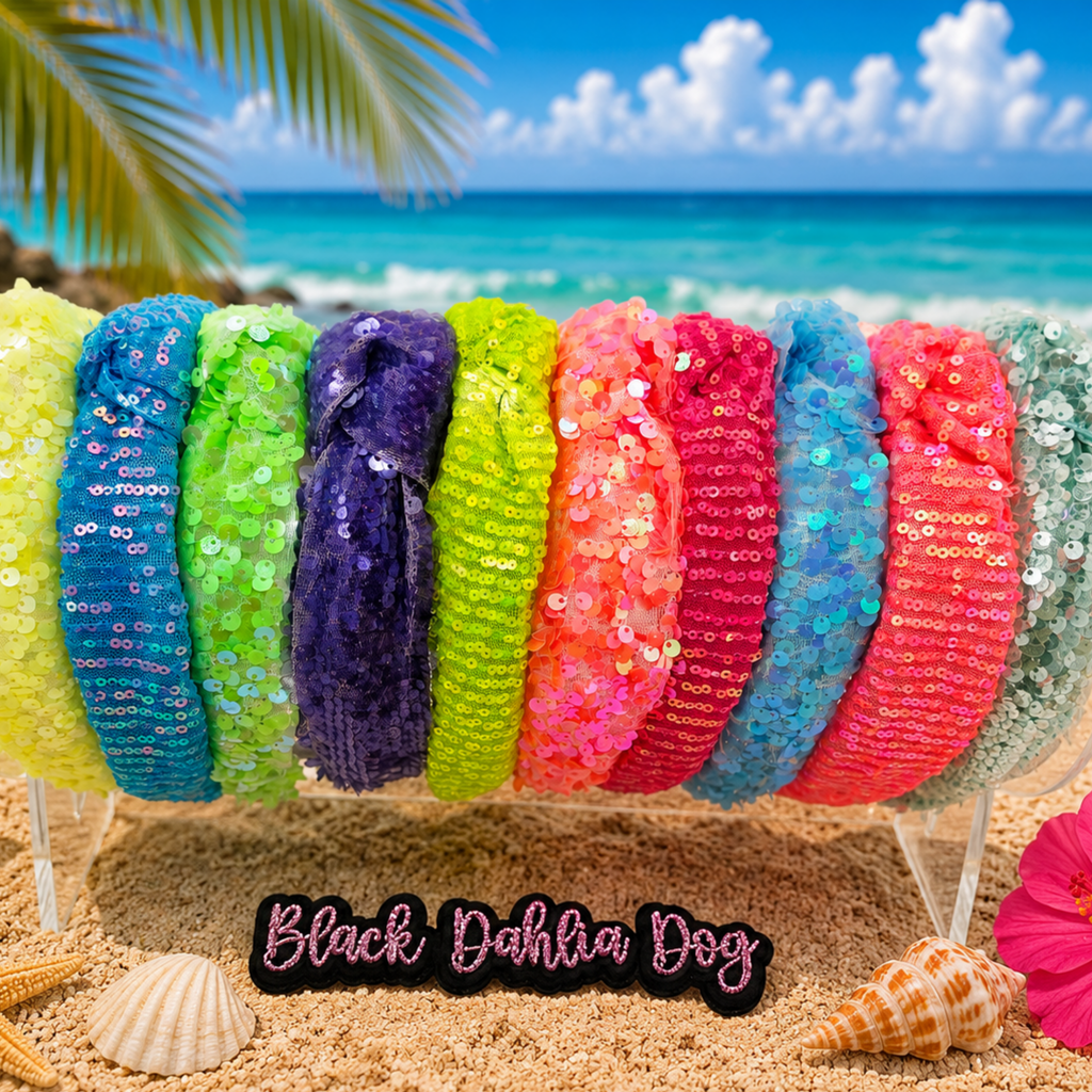 Neon Sequin Fabric Headbands