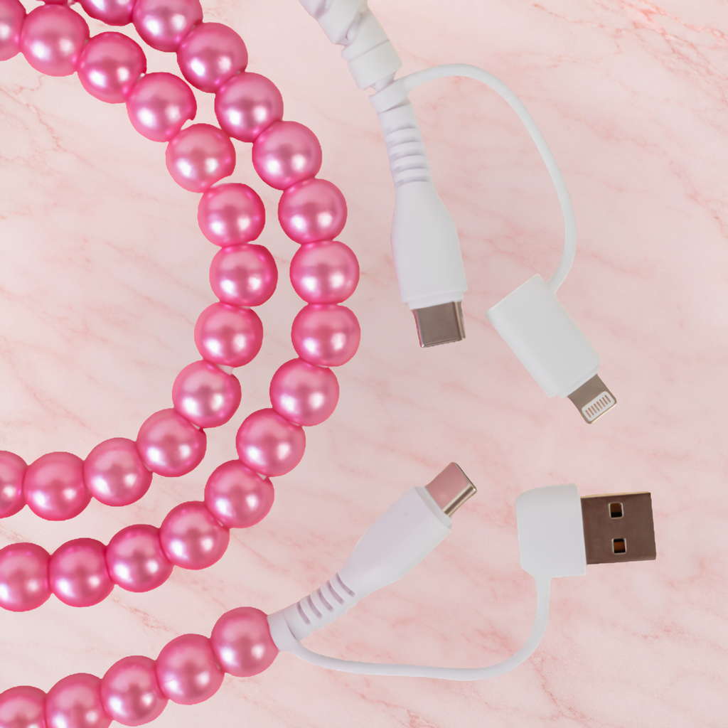 4-in-1 Beaded Charging Cable - Pretty in Pink