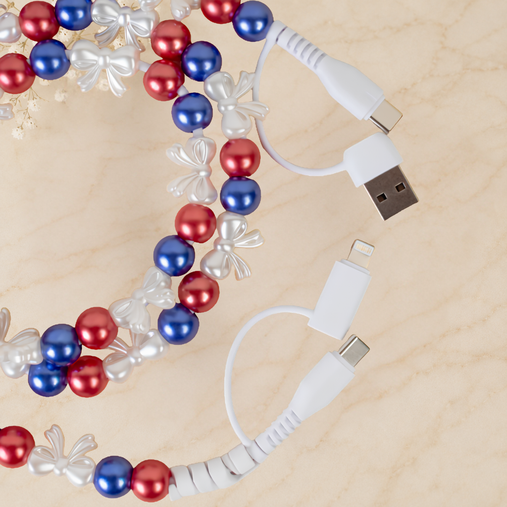 4-in-1 Beaded Charging Cable - Patriotic Princess