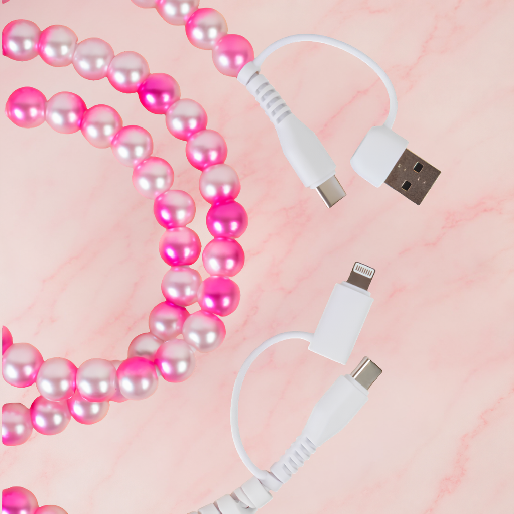 4-in-1 Beaded Charging Cable - Ombre Pink
