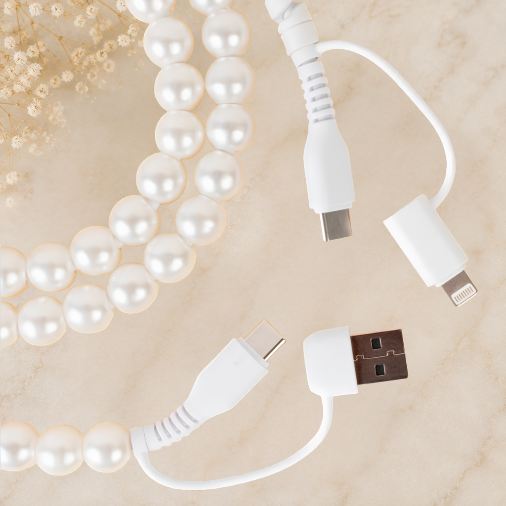 4-in-1 Beaded Charging Cable - Pearl