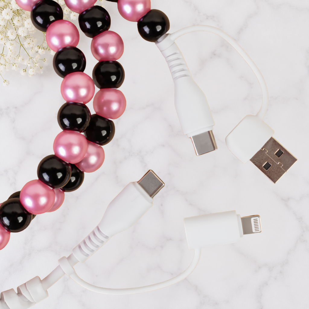4-in-1 Beaded Charging Cable - Pink Lady