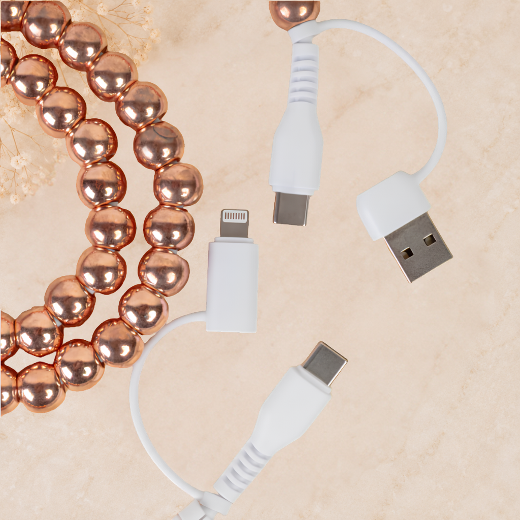 4-in-1 Beaded Charging Cable - Rose Gold