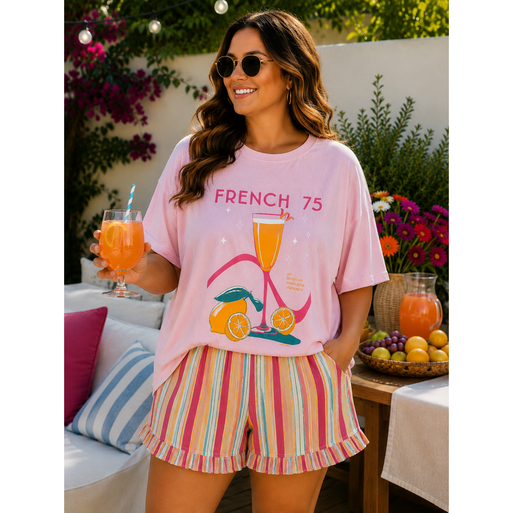 French 75 On Pink Relaxed Fit Tee