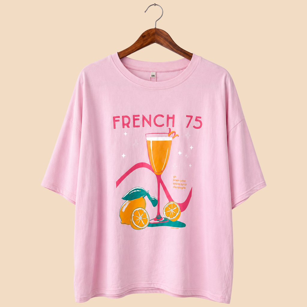 French 75 On Pink Relaxed Fit Tee