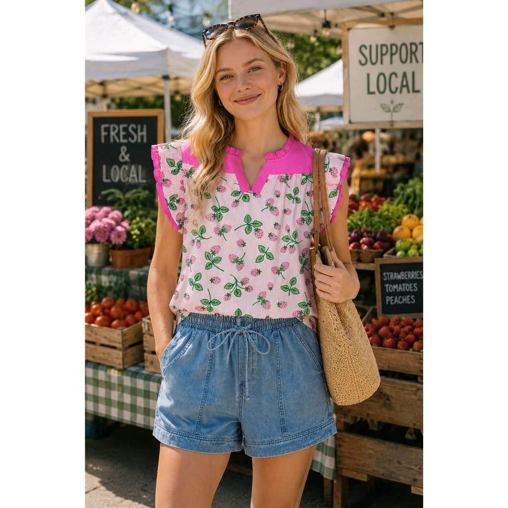 Dusk Blue Smocked Elastic Waist Denim Shorts