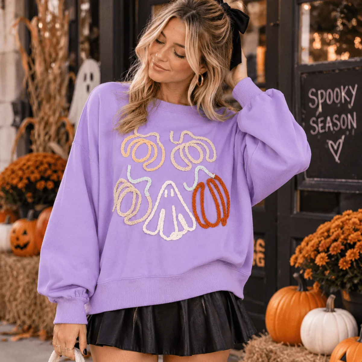 Lavender Pumpkin & Ghost Sweatshirt