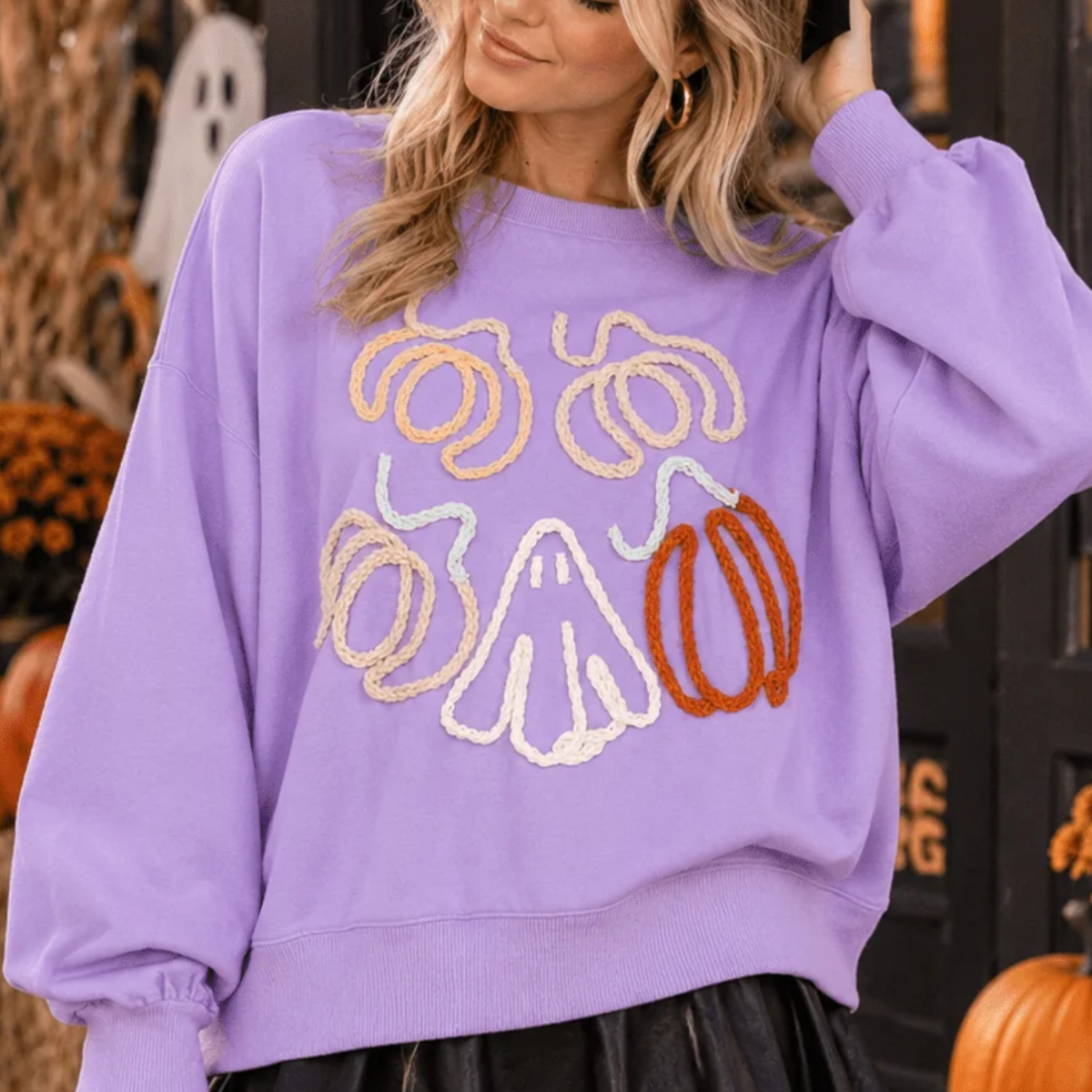 Lavender Pumpkin & Ghost Sweatshirt