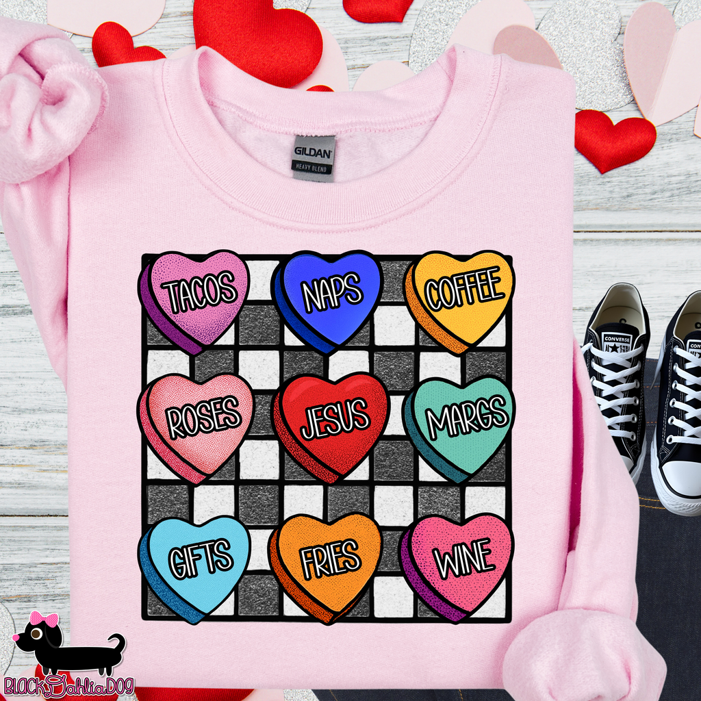 Retro Conversation Hearts Valentine's Day Sweatshirt