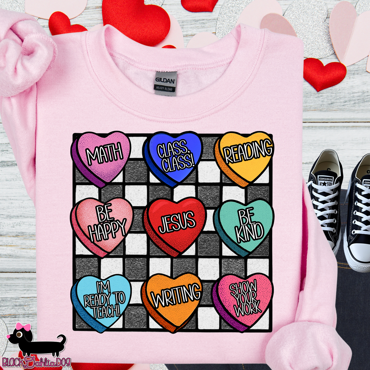 Retro Teacher Conversation Hearts Valentine's Day Sweatshirt