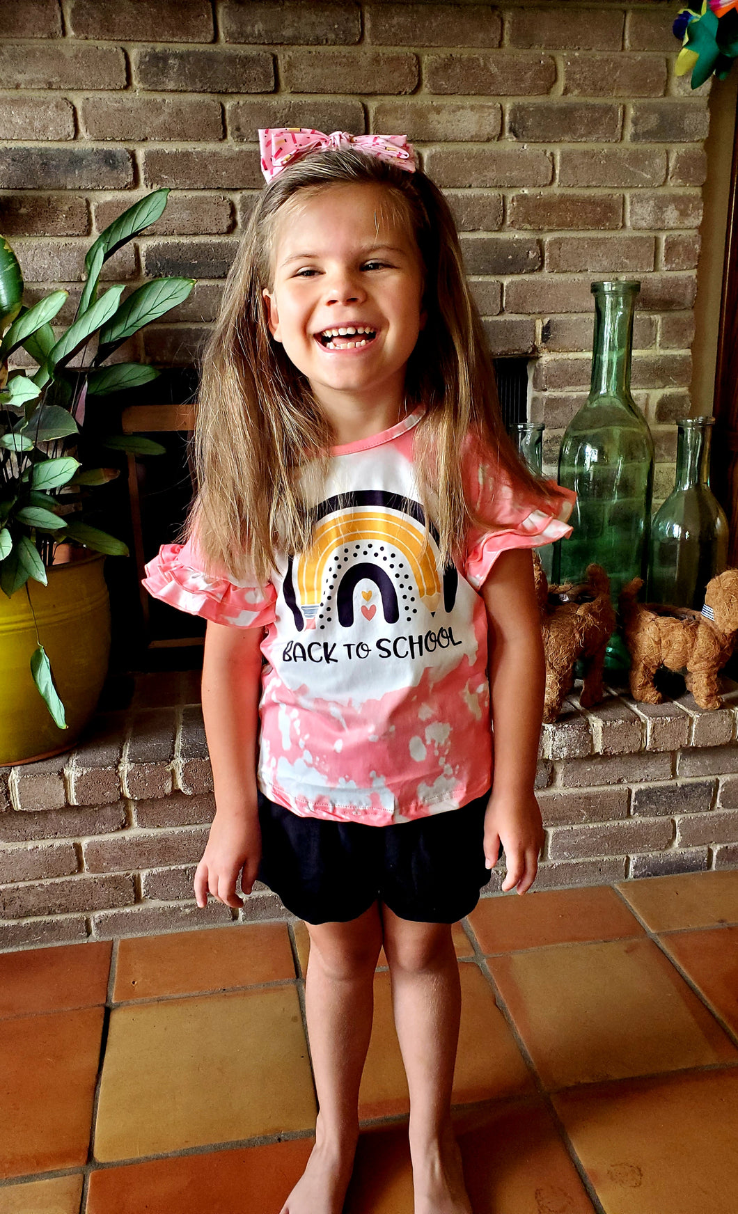 Back to School Inspired BOUTIQUE STYLE Girl's Ruffle Shirt & Matching Headband
