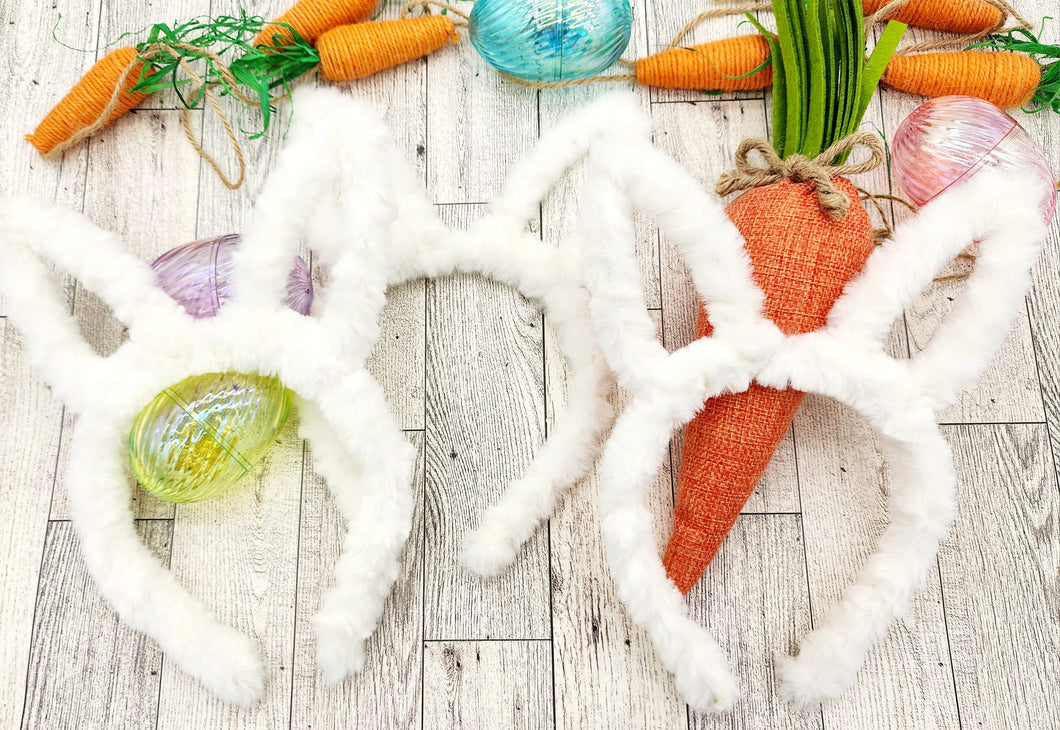 White Bunny Fuzzy Headband