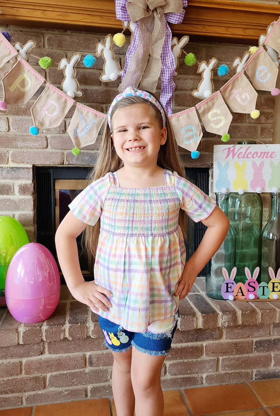 Easter Peeps Inspired BOUTIQUE STYLE Shirt with with Matching Shorts & Headband